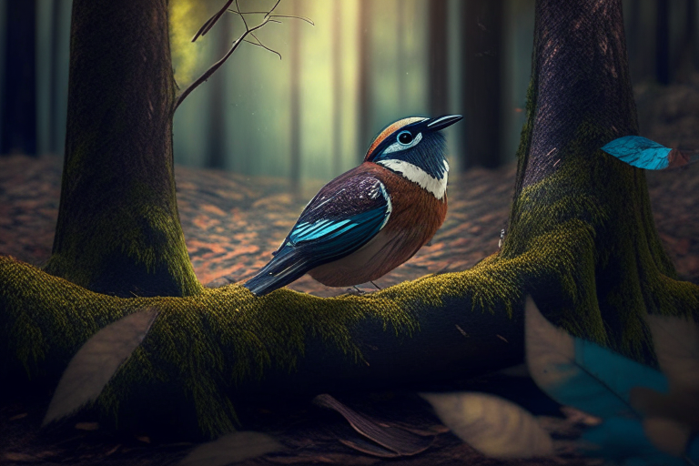 un pájaro en el bosque