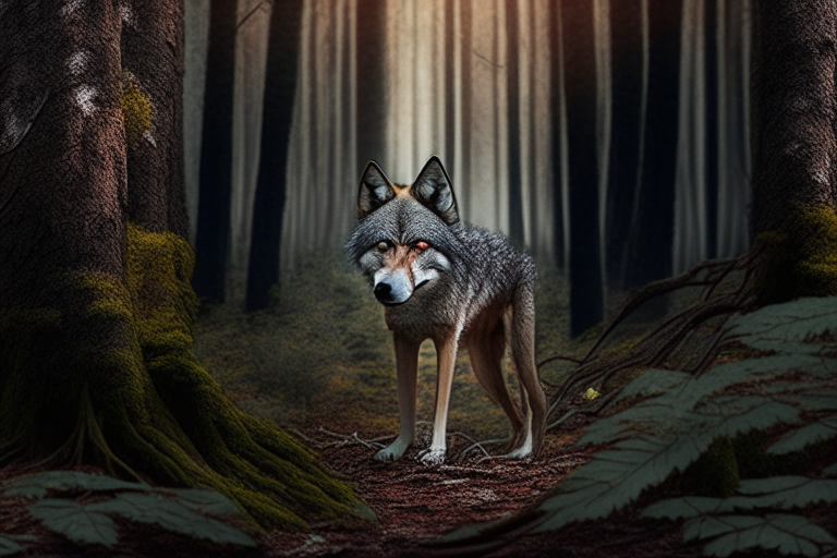 un lobo en el bosque