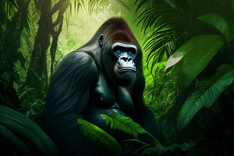 a gorilla in the jungle