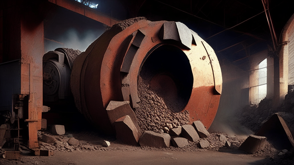 a large stone turning into iron ore