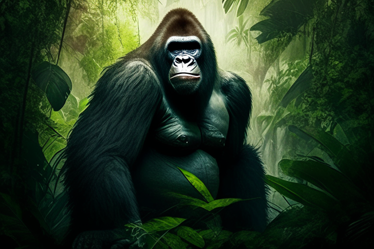 un gorila en la jungla