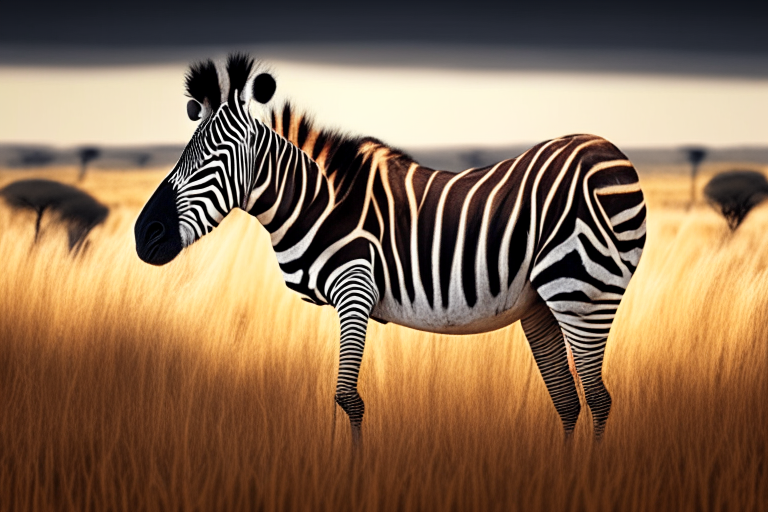 A zebra in the African savanna