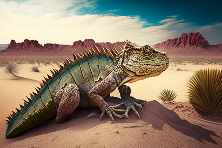 una iguana en el desierto