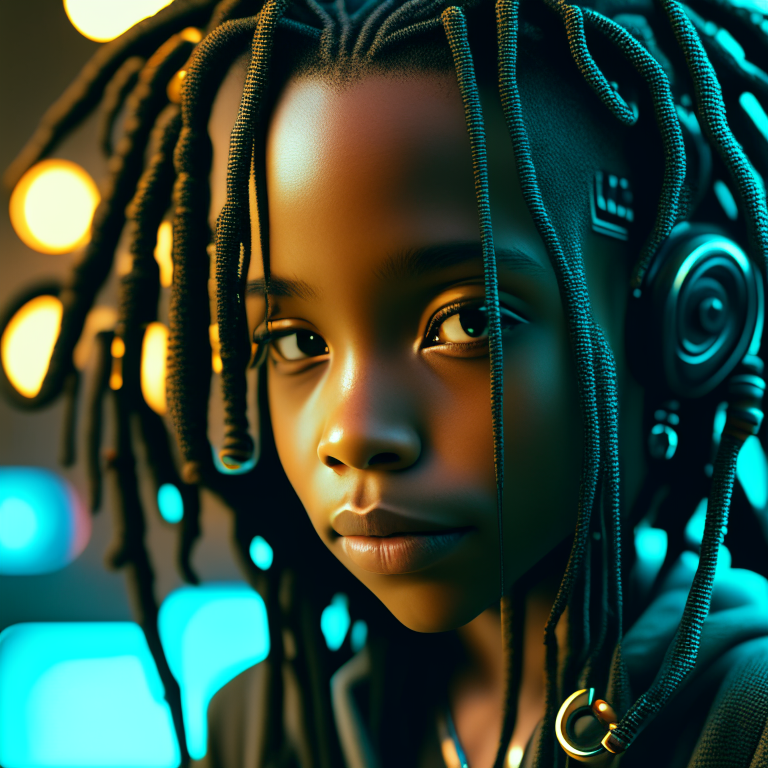 A young boy with black dread locks, psy fi, futuristic, film grain, 8k ultrafine detail, cinematic 