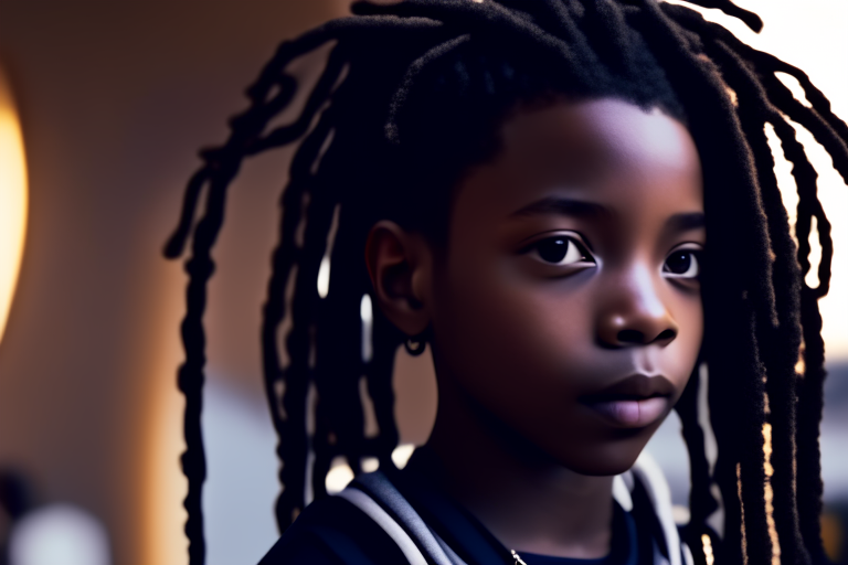 A young boy with black dread locks, psy fi, futuristic, film grain, 8k ultrafine detail, cinematic 