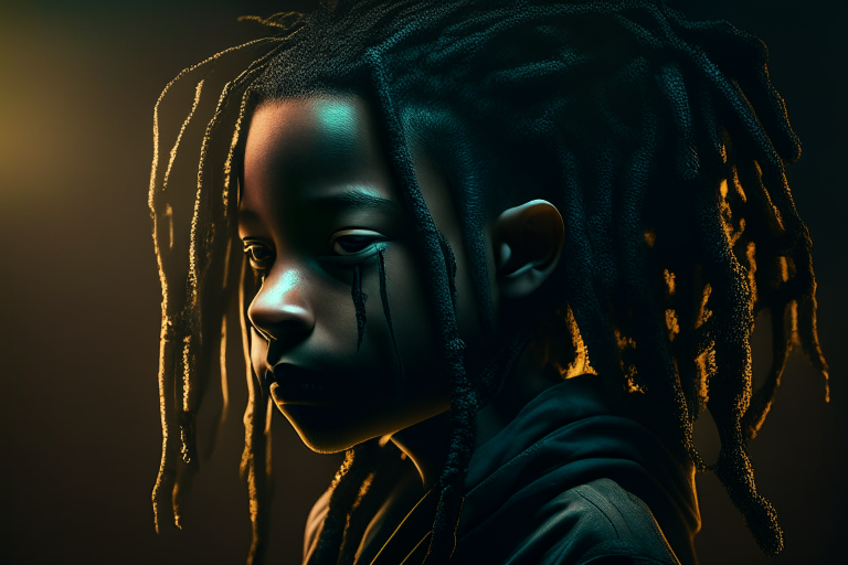 A young boy with black dread locks, psy fi, futuristic,8k ultrafine detail, cinematic 