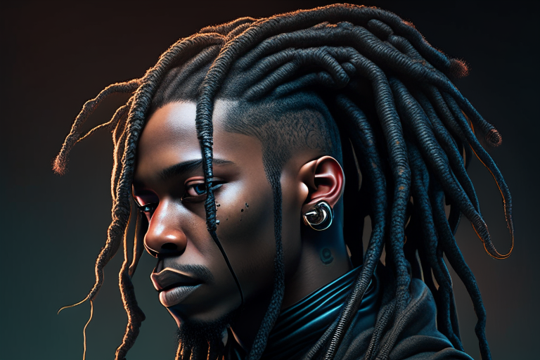 A young guy with black dread locks, psy fi, futuristic,8k ultrafine detail, cinematic