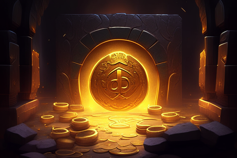 a nether portal beside gold coins and bills