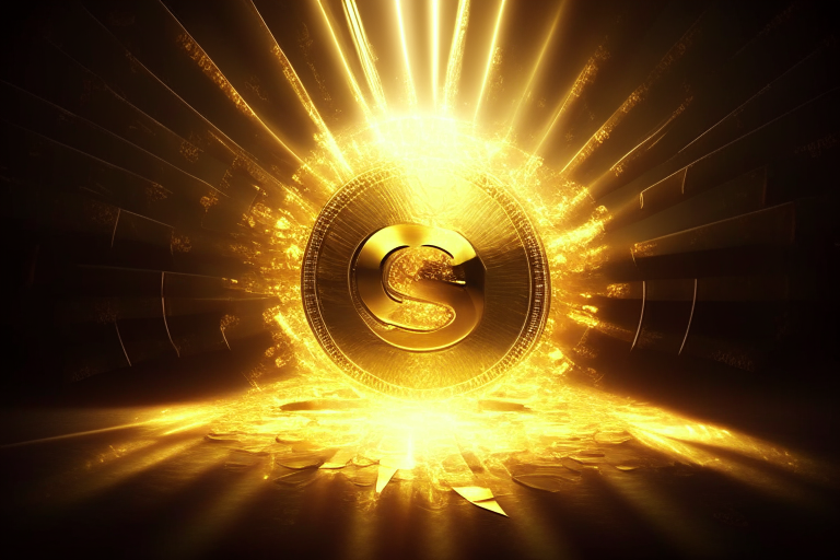Money irradiating golden light 