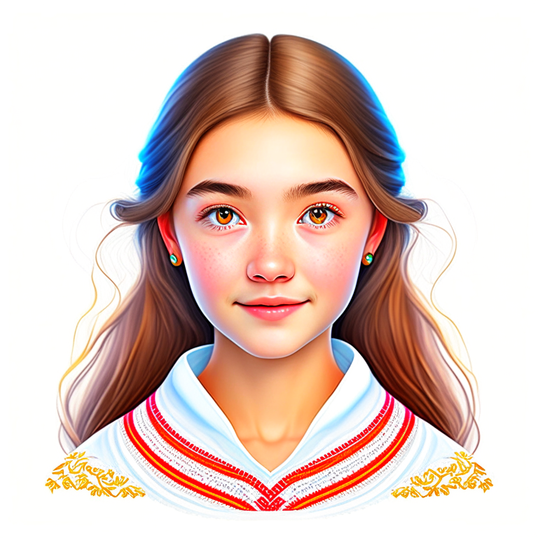 Creat a korian girl with white background