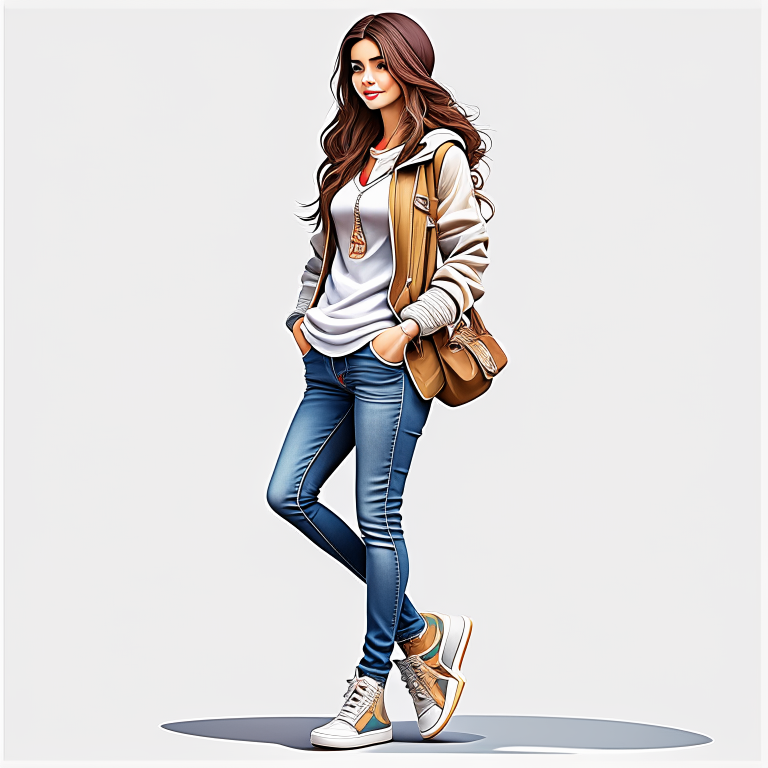 Creat a korian girl with white background