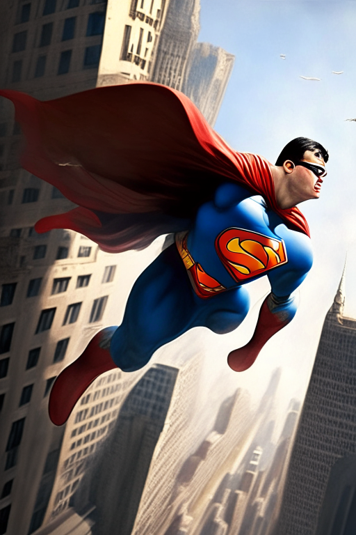 Super-man flying in NYC