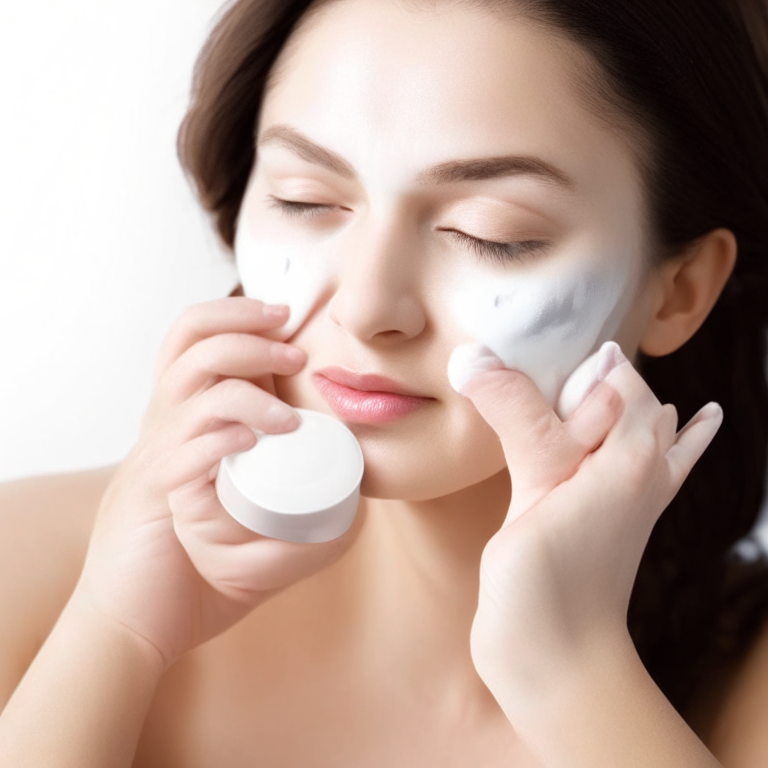Image of a female applying creams to the skin