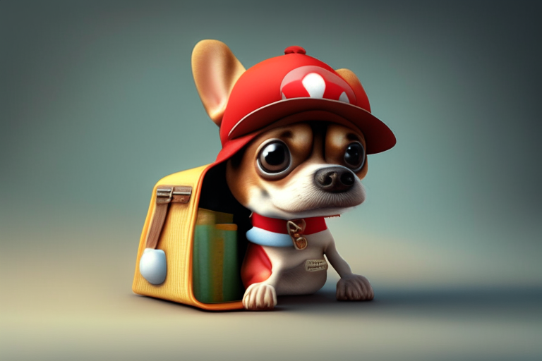 a brown Chihuahua wearing a Mario hat packing a lunch into a Snoopy lunch box, realism, 8k