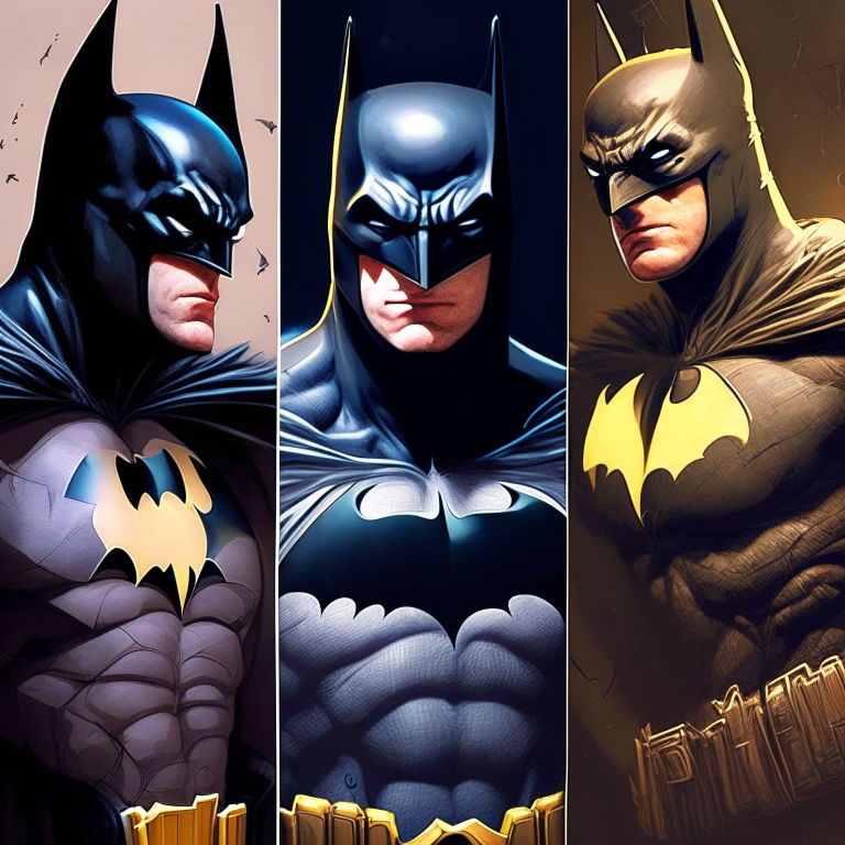 Batman changing into 5 other DC superheroes