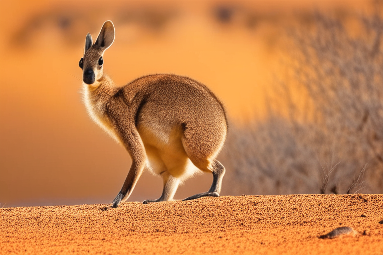 a wallaby standing in the Australian outback