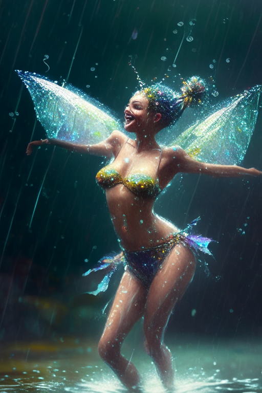 A Fairy Dancing In The Rain Wearing A Bikini - surrounded by nature. she's surrounded by nature