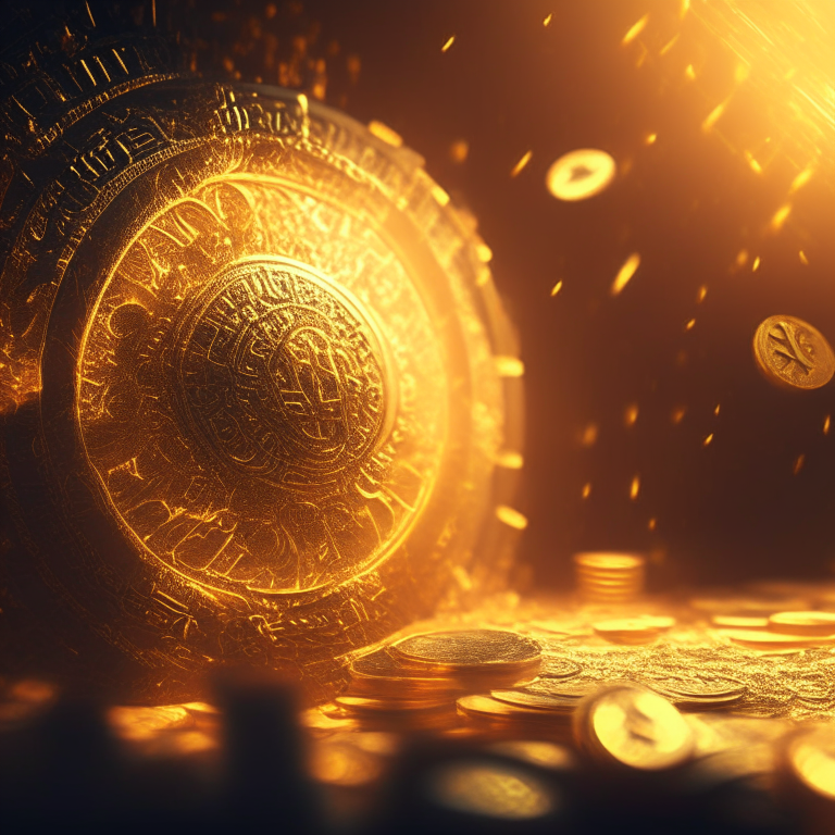 Money irradiating golden light 