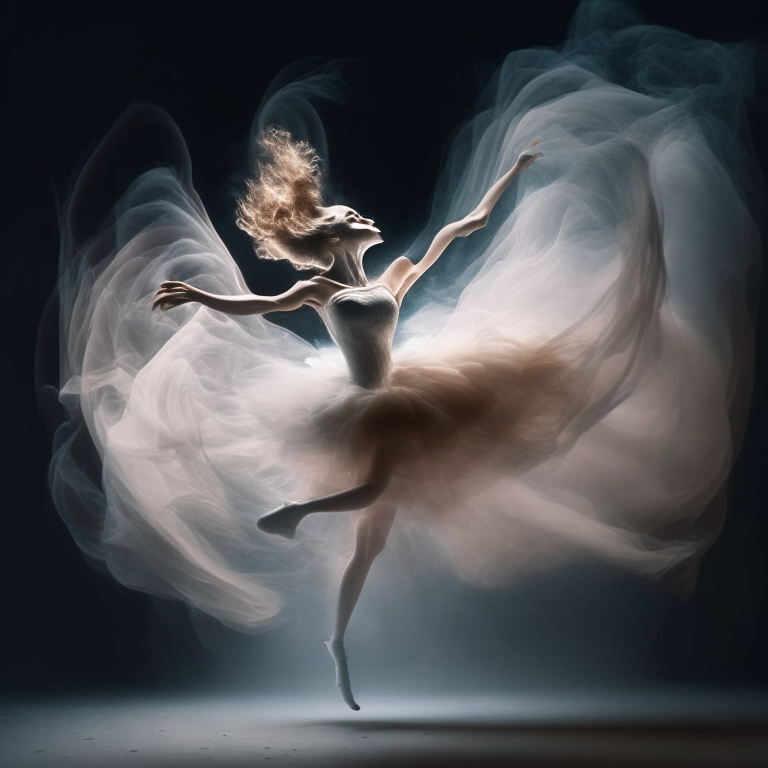 make a video 
a dancing ballerina in a whirling smoke