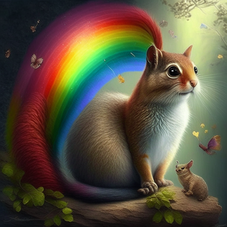 Raibow Beautiful with a cat , a squirrel , everything Beautiful 