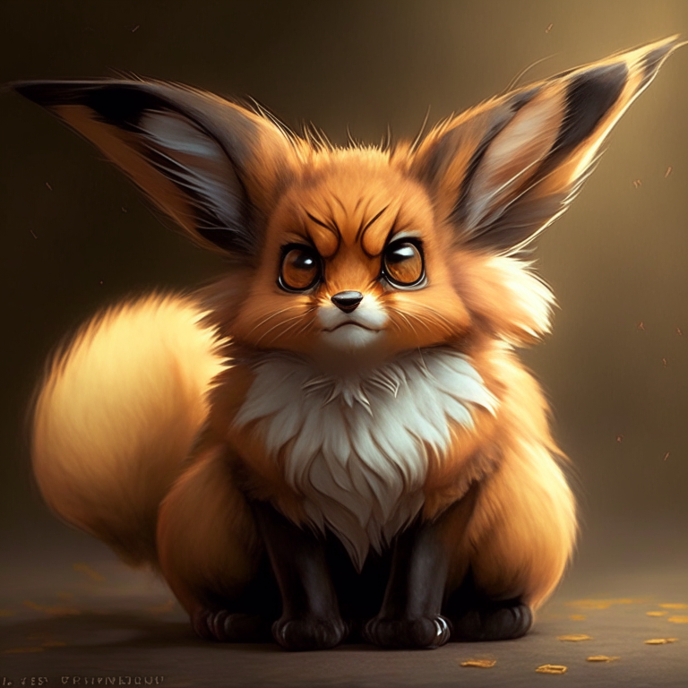 An Eevee cat with a mischievous expression