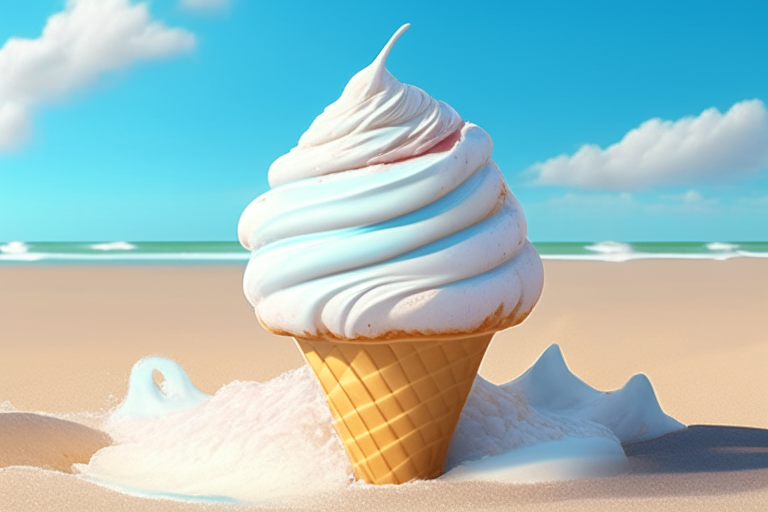 an ice cream cat on a beach in the summer