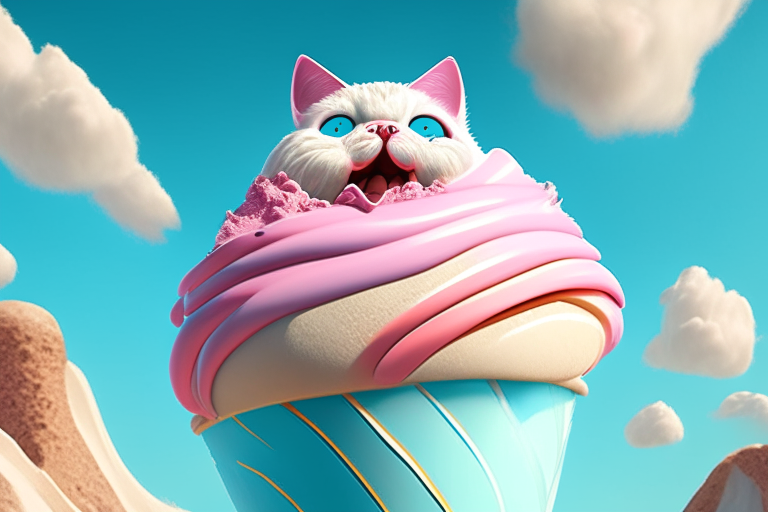 an ice cream cat on a rollercoaster in the summer