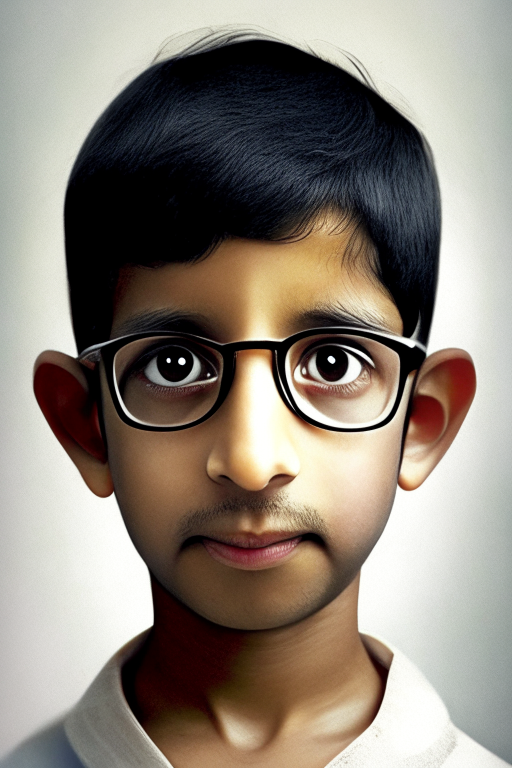 A child is growing with the face having of sundar Pichai