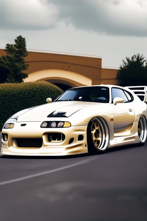 A white and Golden Toyota Supra MK4