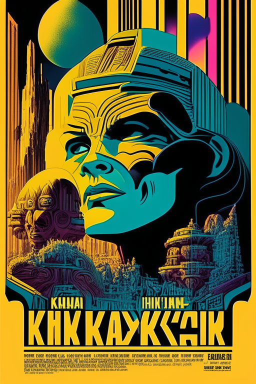 Generate a one of a kind artwork drawn in Jack Kirby's artwork style for a movie poster of a future human civilization in an alternate universe. 