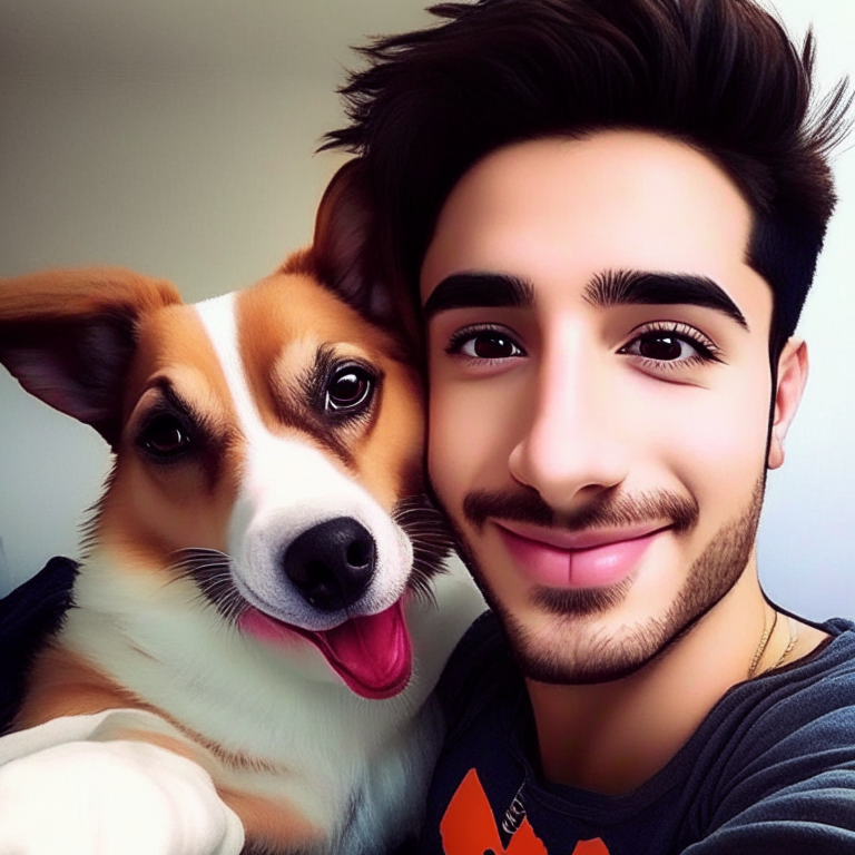 Selfie queen with his cute dogy