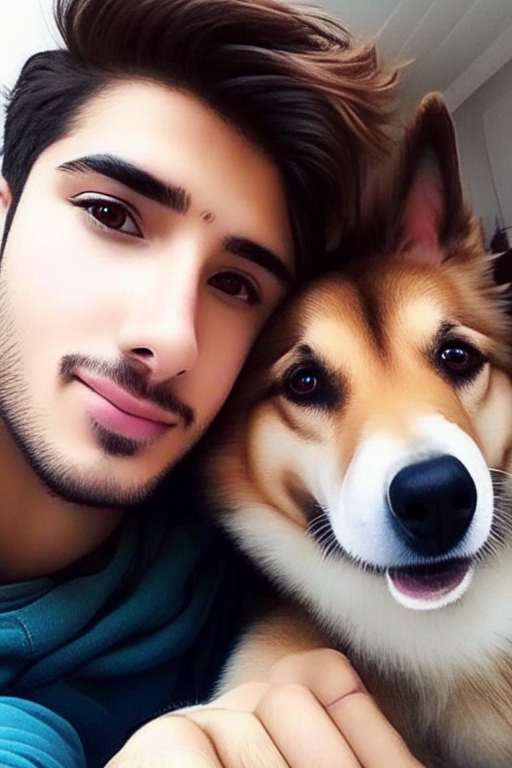 Selfie queen with his cute dogy