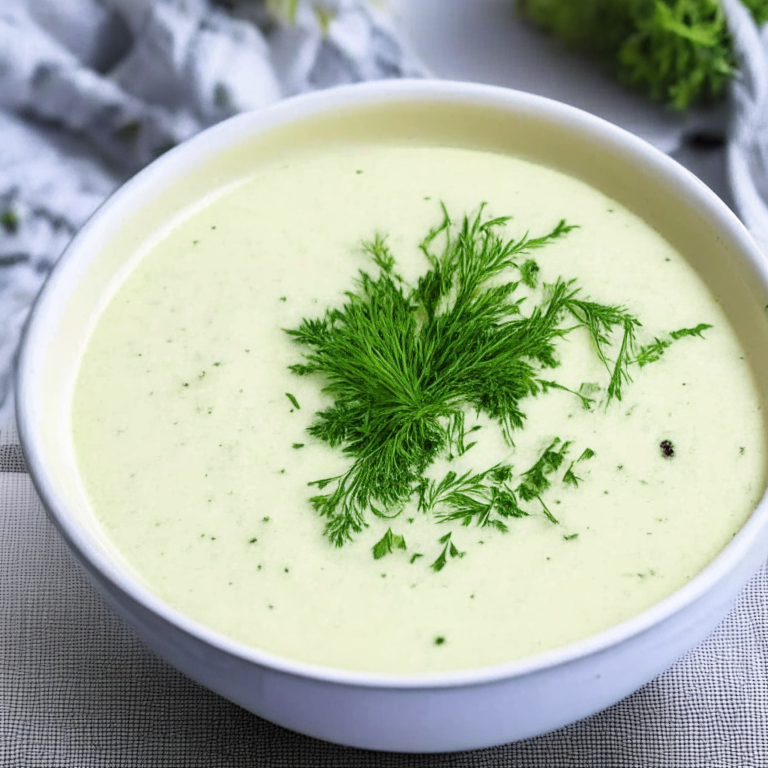 a picture of a Creamy Cauliflower Soup with Herbs with cauliflower, herbs, and cream