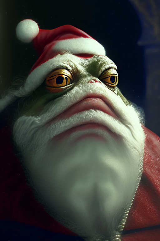 (masterpiece), high detail, absurdres, santa, (RAW, 4k, uhd),masterpiece. <lora:pepeFrog_v20:0.8>