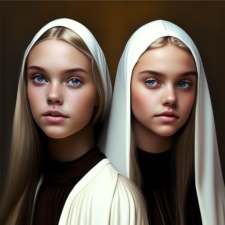 Two georgeous beauty teens nuns. One of them is a brown skinny amazing beauty and the other nun is a blonde stunning teen