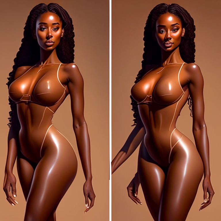 A beautiful georgeous brown skin goddess with perfect body, showin her body under a tight dress. Clean and hard details of model anatomy