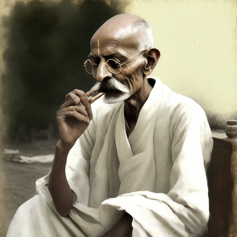 Gandhiji smoking ciggaratte