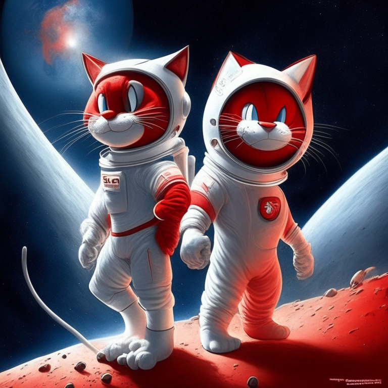 I want Tom red and jerry white in space 