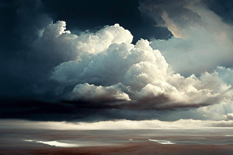 símbolos Pinyin en el cielo con nubes de tormenta