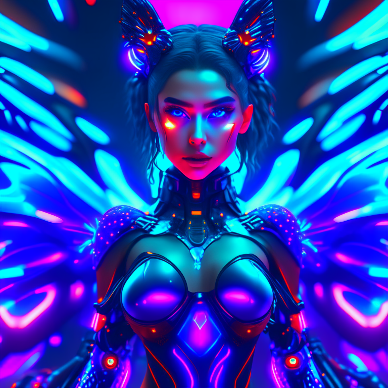 make another girl with camera in multiverse epic 8k dark neon room psychedelic futuristic cyberpunk city warrior camera butterflies oil glow style 1600s year 4000 great detail huge lighting masterpiece 3d style octane rendering 8k, ray tracing, mixer, hyper-detailed