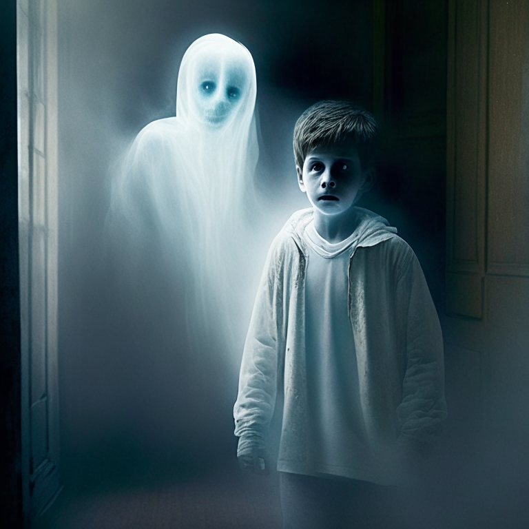 A boy changes into a ghost 