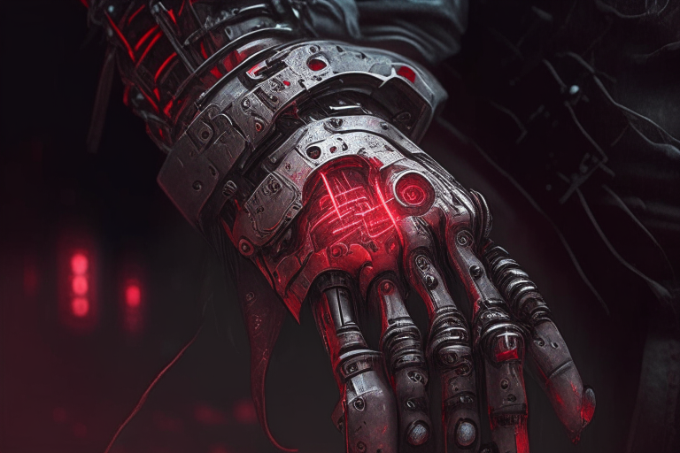 Johnny Silverhand with a wooden hand in a cyberpunk style, extremely detailed, digital concept art, Red Engine 4