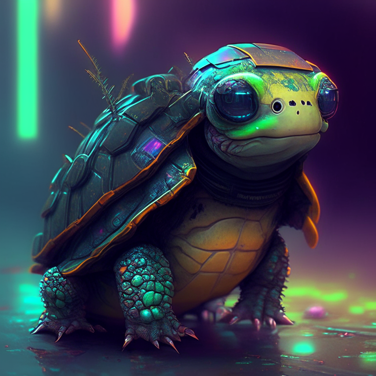 Cute cyberpunk turtle