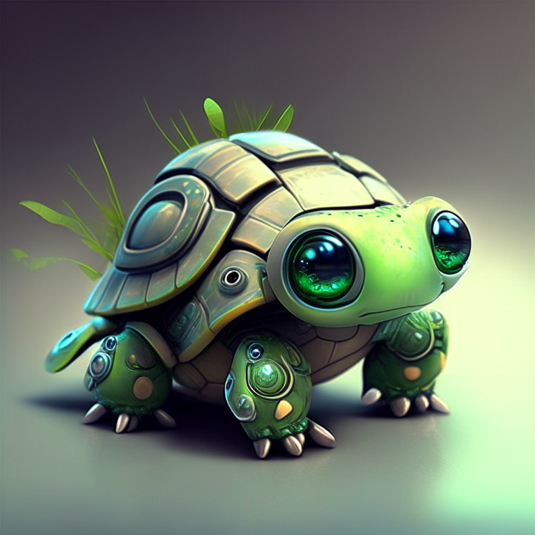 Cute robotic futuristic turtle