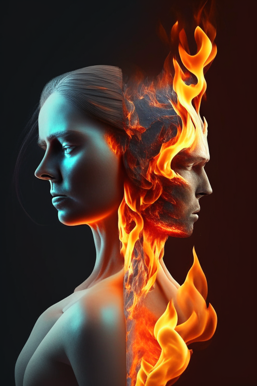 Men and woman 3d flamme