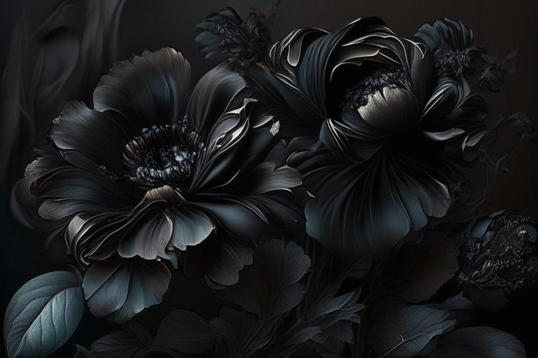 Flores negras llenas de belleza y tinieblas 