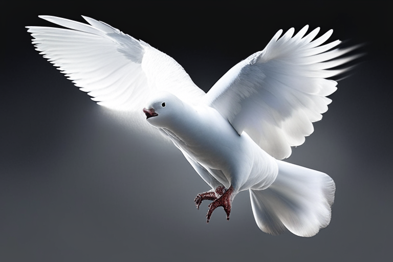 Flying white dove