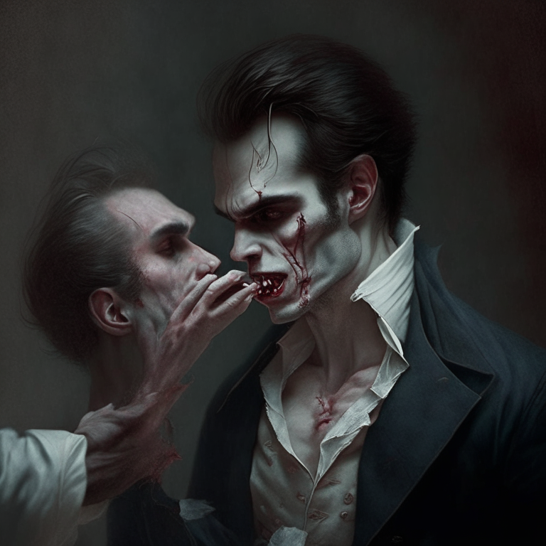 A man changing to a vampire