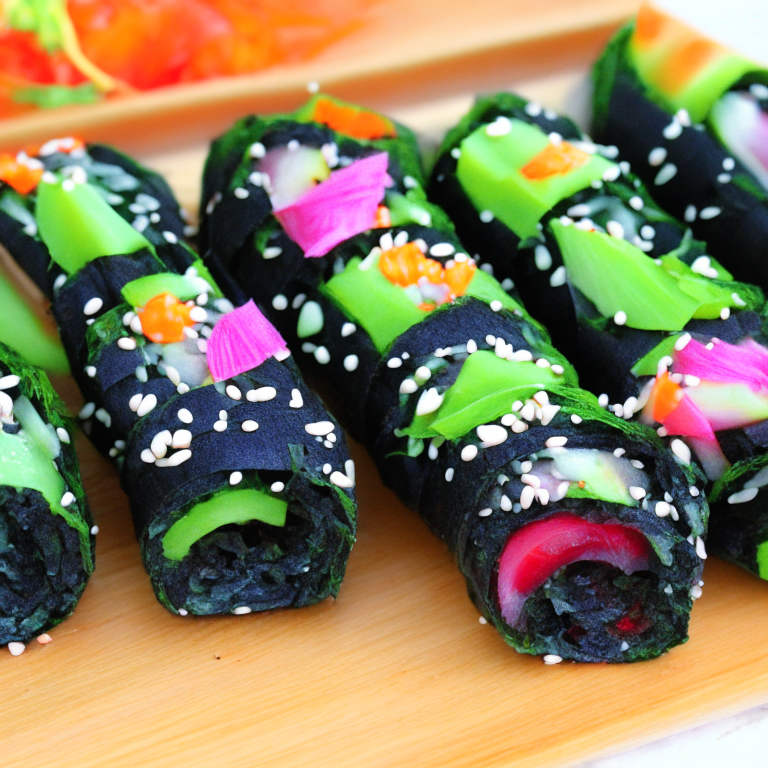 Raw Rainbow Veggie Nori Rolls with Ginger Dipping Sauce