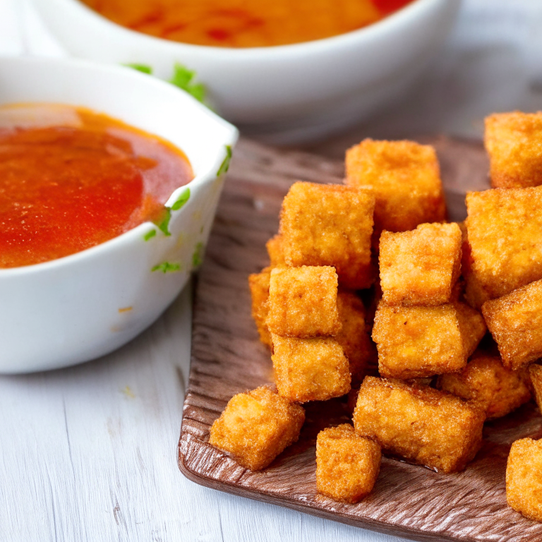 Baked Tofu Nuggets with Spicy Dipping Sauce